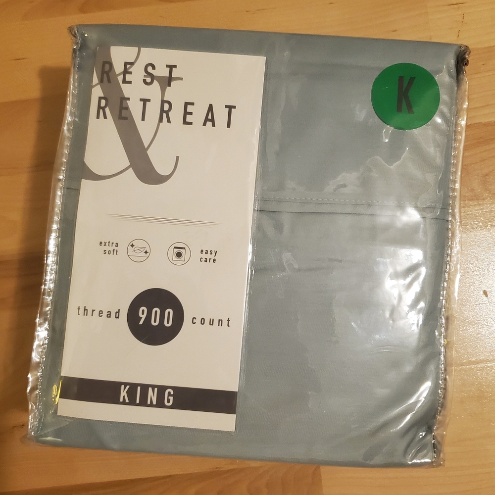 Rest & Retreat, King 4-piece sheet set, sea green (NWT)